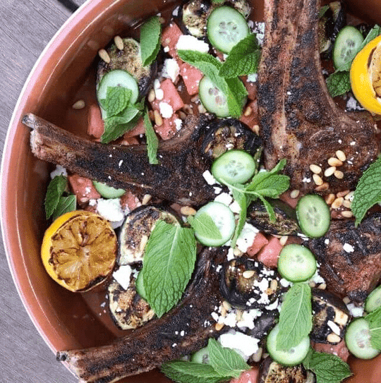 Grilled Lamb Chops with Watermelon Salad Recipe