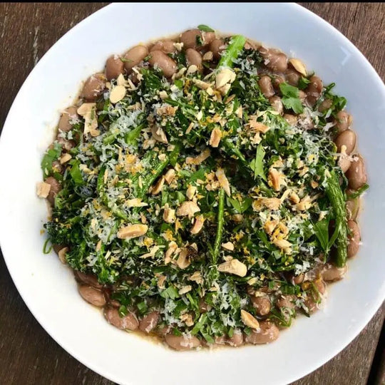 Beans and Broccolini with Marcona Almonds and Parmesan Recipe