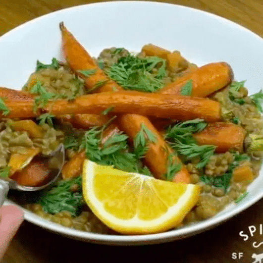 Braised Lentils and Glazed Carrots Recipe
