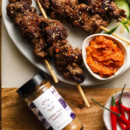 Thai Beef Skewers with a Spicy Homemade Red Chili Sauce Recipe