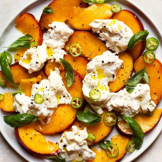 Peach and Serrano Pepper Salad with Burrata Recipe