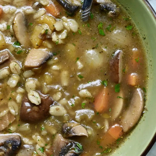 Roasted Mushroom Barley Soup Recipe