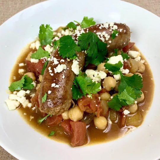 Lamb Merguez Sausage with Braised Chickpeas Recipe